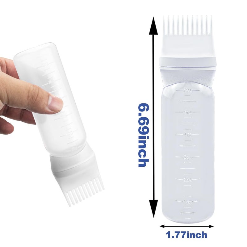 ELANE 4 Pcs Root Comb Applicator Bottle 6oz,Hair Oil Applicator Bottle for Hair,Oil Comb Applicator Hair Bottle Applicator for Hair Dye Shampoos Hair Salons Camping Traveling(White) - Image 2